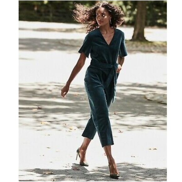 Rachel Roy Dark Peacock Corduroy Velvet Jumpsuit - Picture 3 of 7